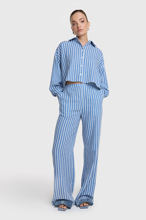 CHAMBRAY STRIPE PANTS