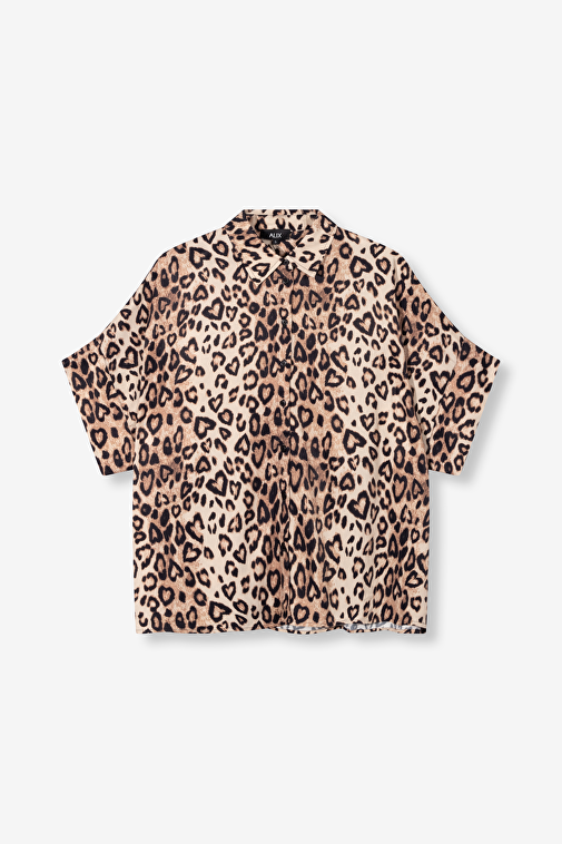 TWILL LEOPARD BOXY BLOUSE