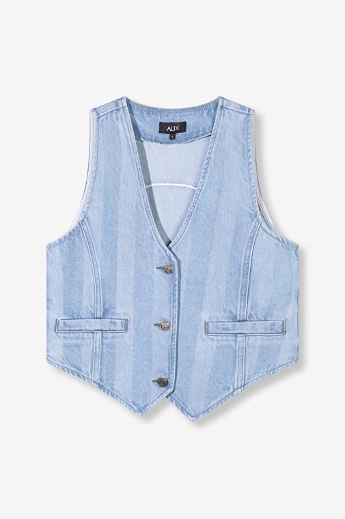 STRIPE DENIM WAISTCOAT