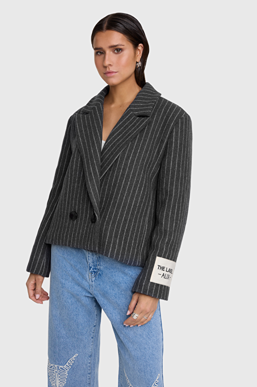 PINSTRIPE CROPPED COAT