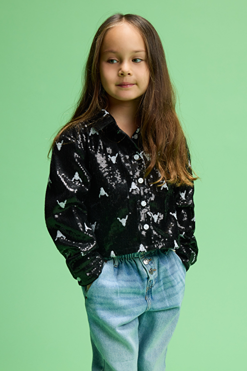 KIDS SEQUINS BULL BLOUSE