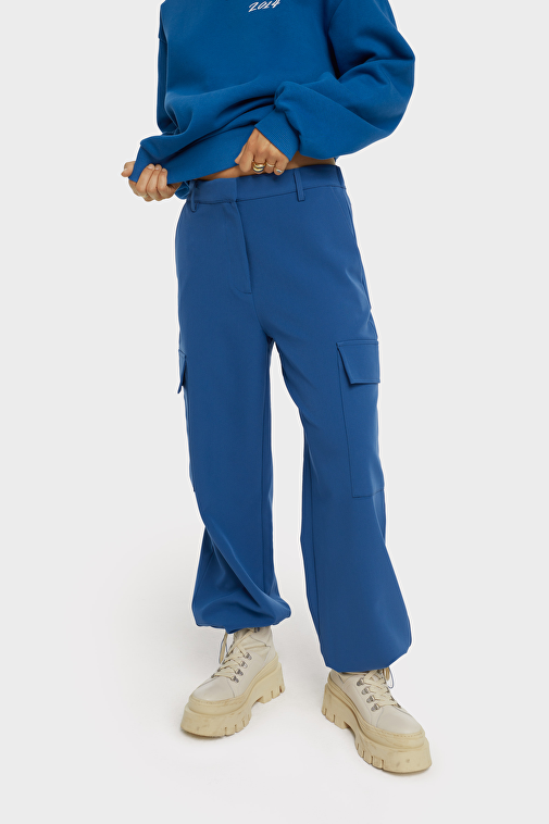 ADAGRO Womens Slacks High Waist Flap Pocket Side Cargo Pants (Color : Royal  Blue, Size : Small) : : Clothing, Shoes & Accessories